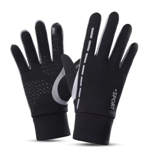 Custom Logo Safety Reflective Stripe Running Bike Riding Touchscreen Men Winter Fleece Gloves