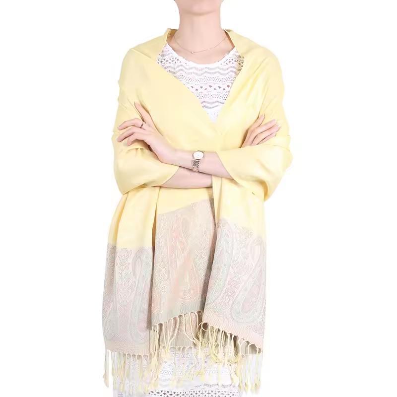 2024 New Design Jacquard Scarf Muslim Women Scarves Shawls Woven Pashmina Scarf with Tassel