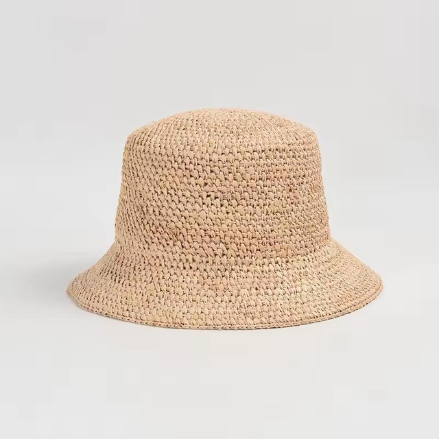 French Papyrus Hand Chimed Raffia Straw Hat Women Thin Hollow Beach Holiday Sun Straw Hat