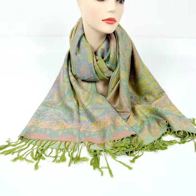 Large Pashmina Soft Elegant Cashmere Feel Polyester Good Quality Jacquard Woven Wrap Scarf Custom Pashmina Scarf