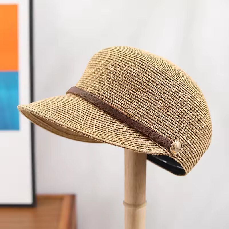 2024 Spring Summer Ribbon Decoration Lafite Custom Straw Hat Flat Top Brim Woman Sun Hats for Summer