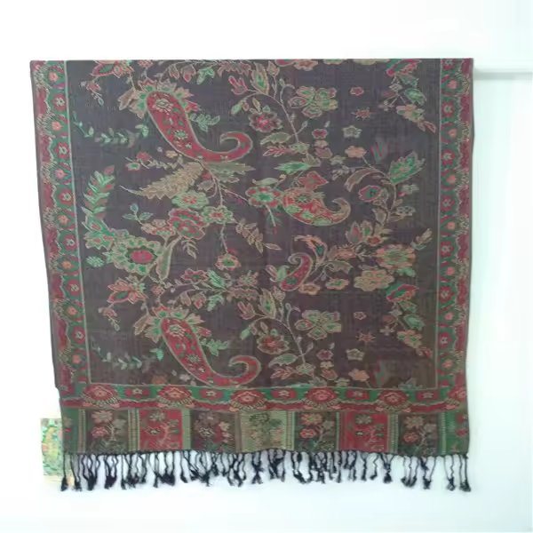 Woven Jacquard Custom Pashmina Scarf for Woman Shawl Soft Good Quality Pashmina Scarf with Tassel