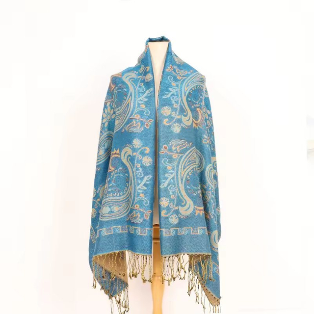 Custom Pashmina Scarf Factory Directly Soft Jacquard Woven Wrap High Quality Tassel Scarf for Women