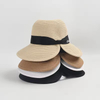Row Hand Hook Raffia Straw Bucket Hat Women Pure Color Simple Large Brim Shade Foldable Sunscreen Straw Sun Hat Bucket Hat
