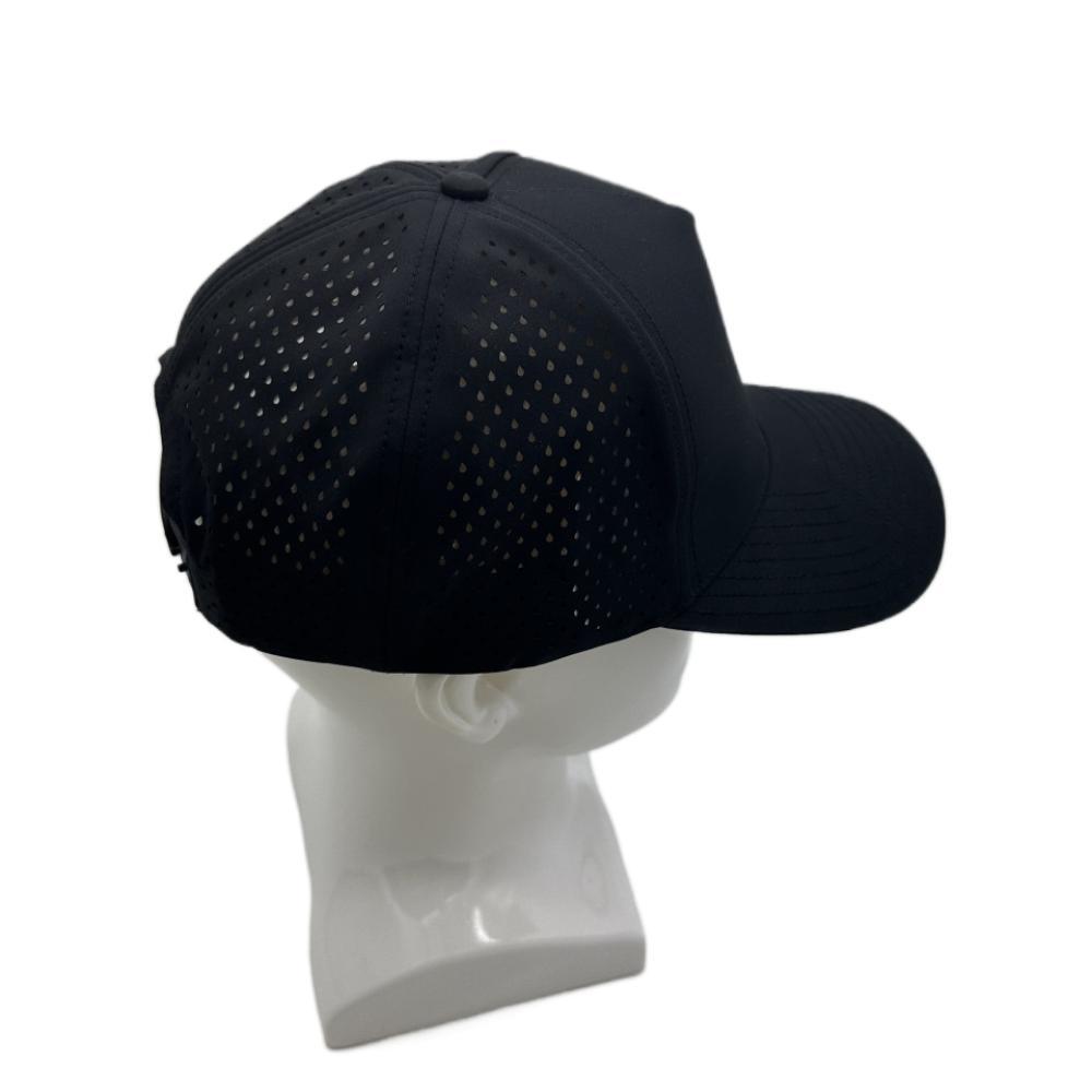 Custom 6 Panel Baseball Cap Mesh Material PU Hot Sales Cap Metal Chapter Adjustable Sports Golf Black Hat Adult Sports Cap