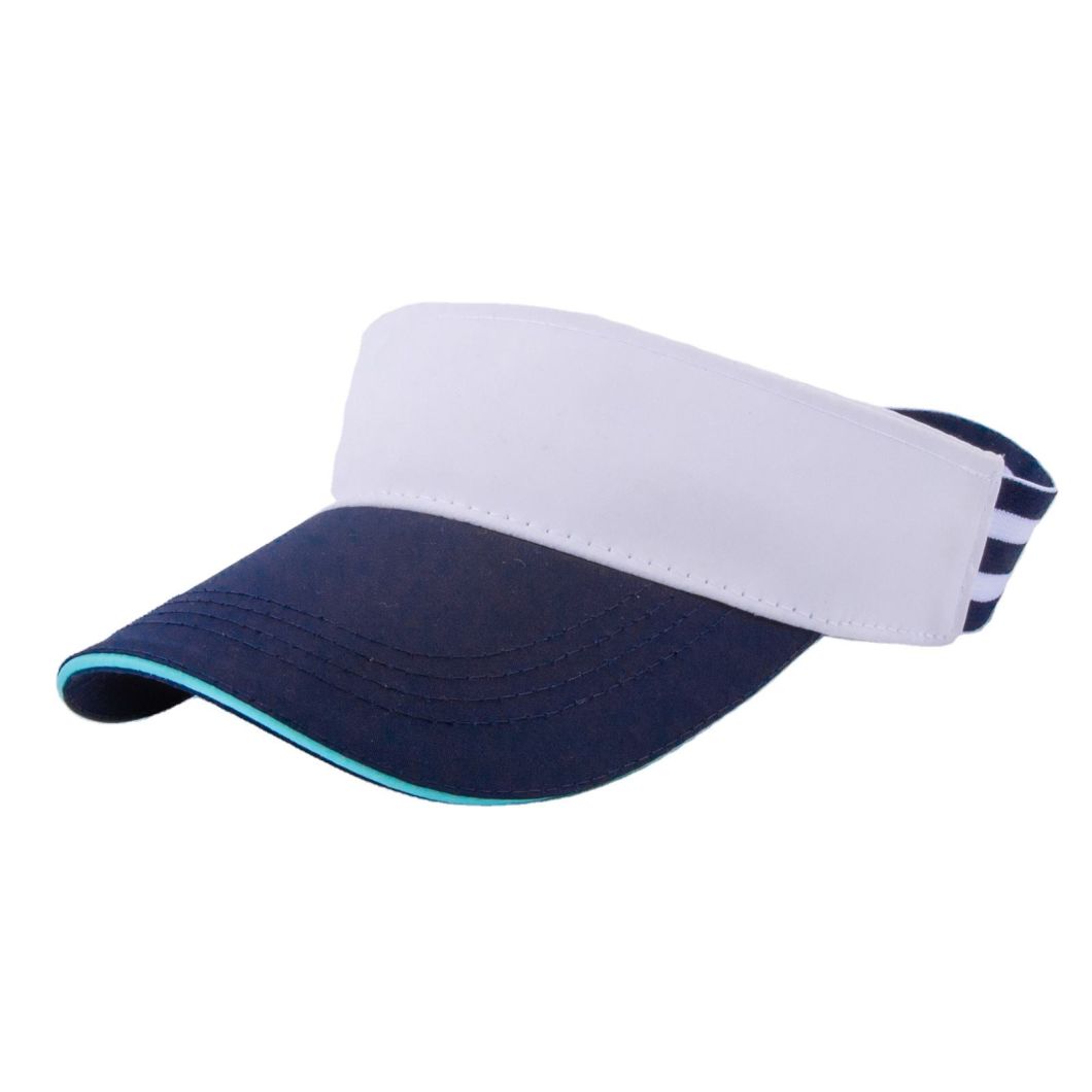 BSCI Factory Custom Embroidery Black Sun Visor Cap Wholesale Outdoor Sports Empty Top Adjustable
