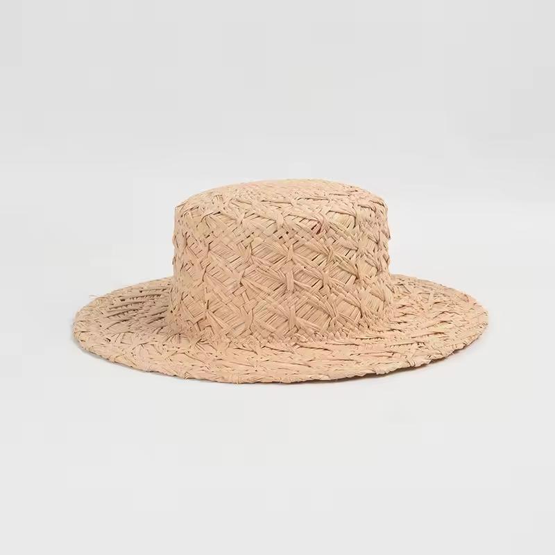 2024 Summer New Hand Hook Female Foldable Paper Straw Bucket Hats Casual Sun Protection Crochet Paper Straw Bucket Hat