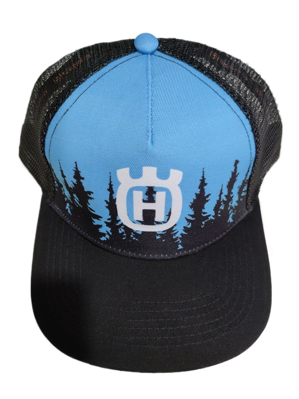 High Quality Mens Sports Running Caps Two Tone Caps Blue 6 Panel Plastic Closure Trucker Hats Blank