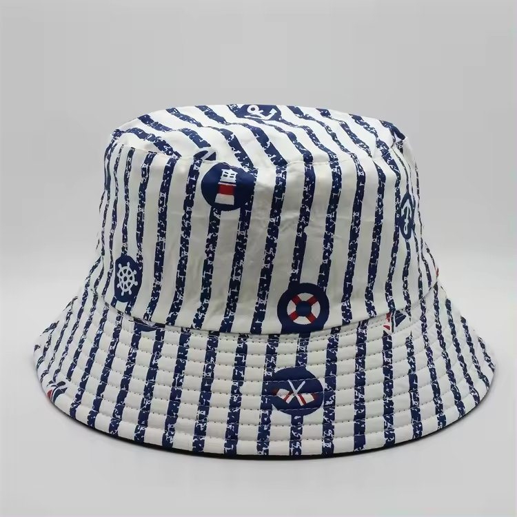 Custom Design Foldable Soft Summer Women Sun Logo Plain Striped Wide Brim Fisherman Hat Bucket Hats
