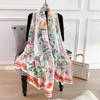 Spring and Autumn Elegant Lady New Floral Printed Silk Scarf Satin Silk Decorative Scarf Long Scarf Shawl
