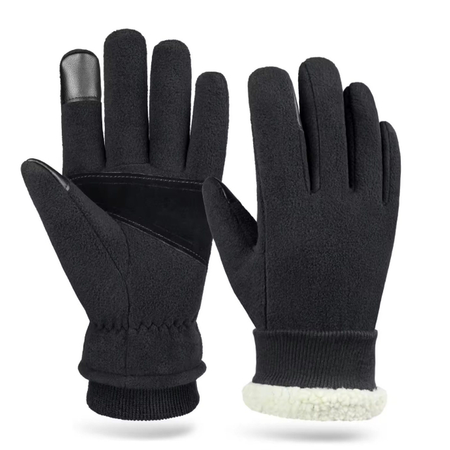Women Winter Warm Suede Leather Gloves Fleece Lined Touch Screen Driving Gloves