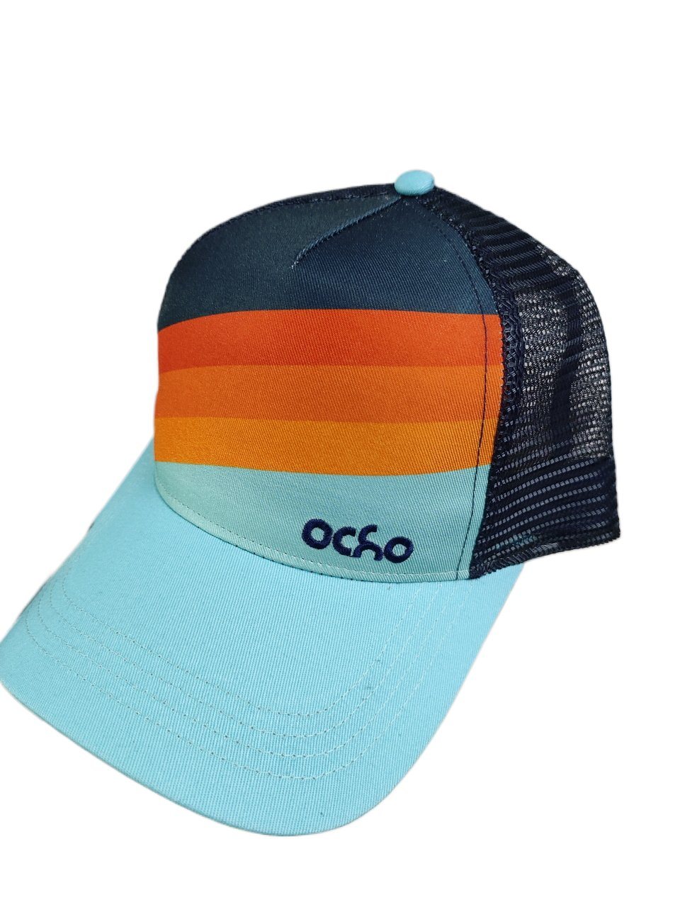 Custom Embroidery Logo Adult 6 Panel Low Profile Pre Curved Trucker Hat, High Quality Cotton Twill Green Noen Mesh Trucker Cap
