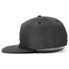 Custom Most Popular 5 Panel Black Quick Dry Nylon Flat Brim Unstructured Embriodery Logo Decorative Strip Snapback Caps