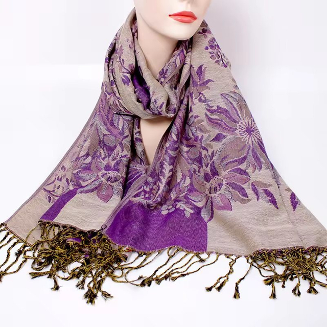 Jacquard Woven Scarf Shawl Custom Pashmina Soft Wrap Scarf Elegant Ethnic Good Quality Pashmina