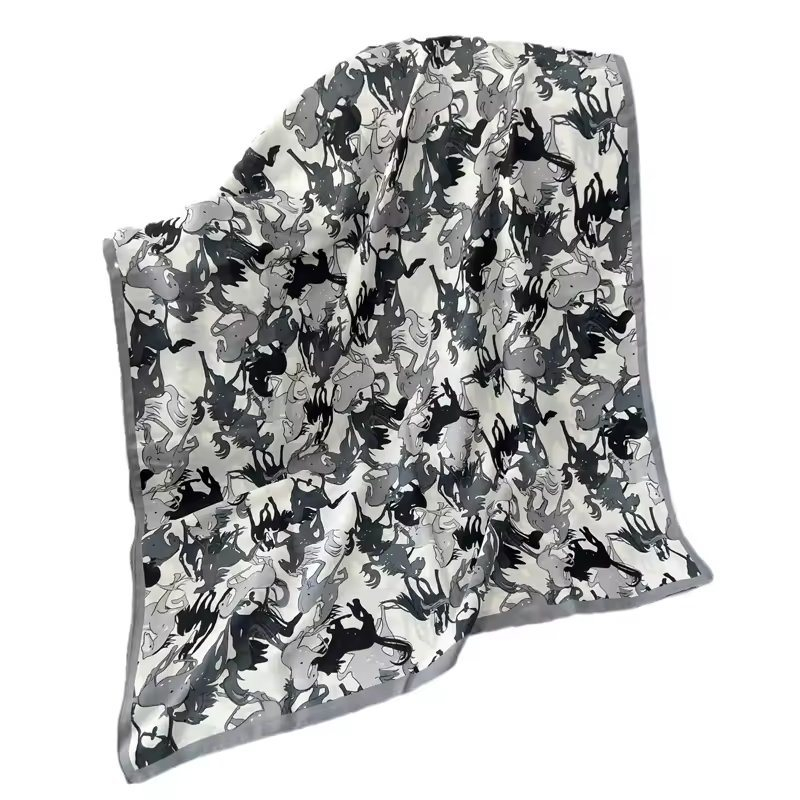 Hot Sale Wholesale Long Scarf Hijab High Quality Very Soft Women Luxury Horses Printing Scarves