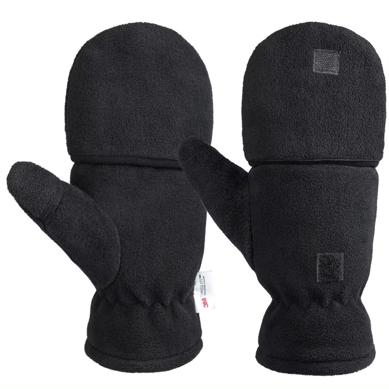 Ozero Winter Gloves Fingerless Convertible Thermal Mittens Windproof Insulated Polar Fleece Warm for Men and Women
