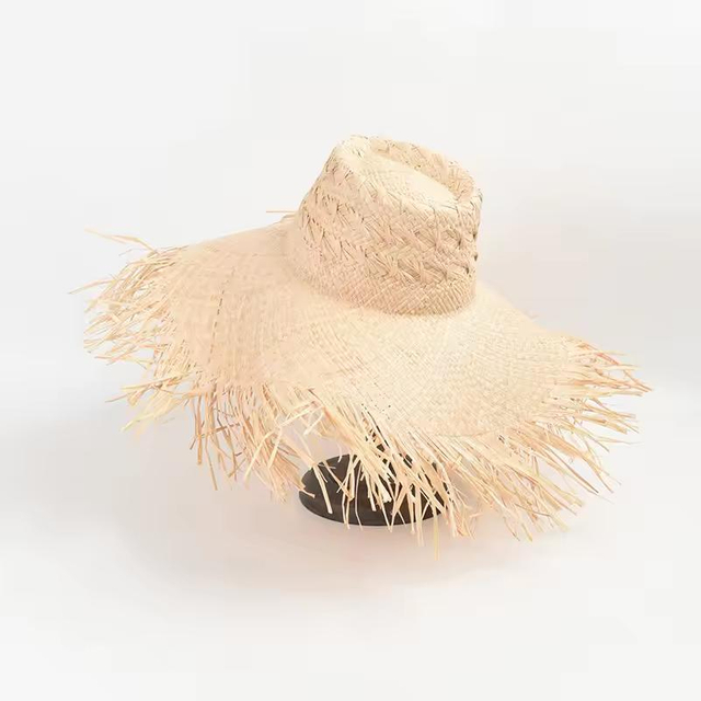 Women Spring Summer New Dome Raffia Straw Hat Casual Brim Decorative Sunshade Sunscreen Straw Hat